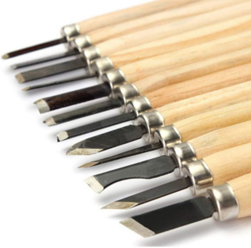 Wood Carving, 12 Carving Tools Set with Knife Stone & Carrying Pouch - Perfect Knife Kit for Beginner WoodArtSupply