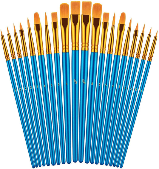 Paint Brushes Set, 20 Pcs Paint Brushes for Acrylic Painting, Oil Watercolor Acrylic Paint Brush - WoodArtSupply
