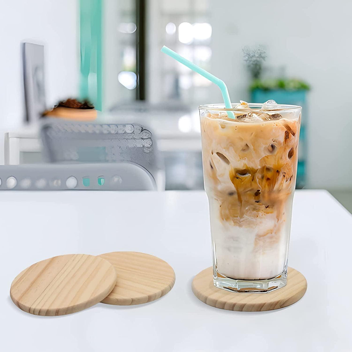 12 PCS Unfinished round Wood Coasters, 4 Inch Blank Wooden Coaster Crafts with Non-Slip Silicon Dots WoodArtSupply