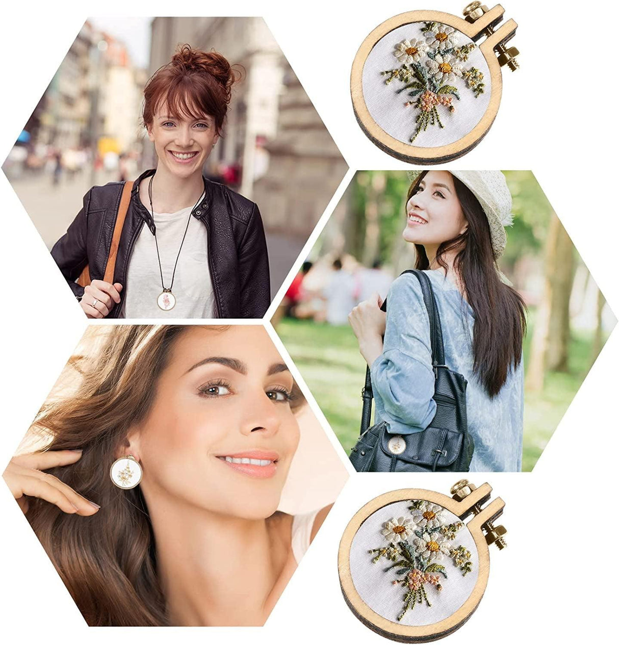 Mini Embroidery Hoop Mini Wood Hoop Ring Wooden round Crossing Stitch Hoop Small Display Frame Circle for DIY Pendant Embroidery Frame Craft (1.2 X 1 WoodArtSupply