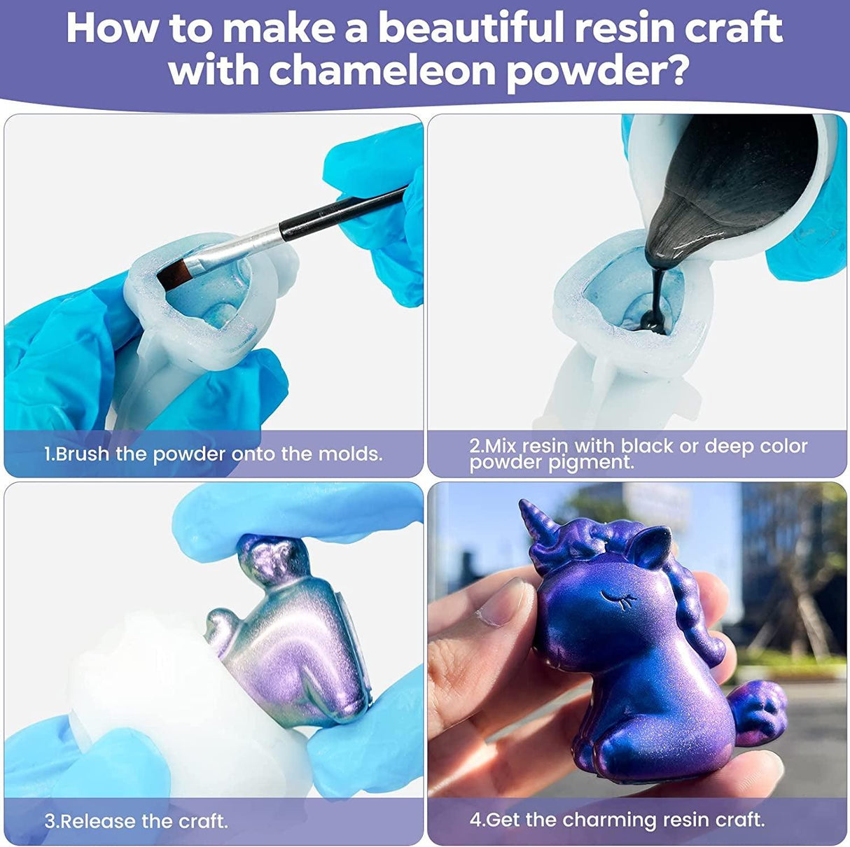 Chameleon Mica Powder for Epoxy Resin - 4 Pack Color Shift Pigment Powder Shimmer Holographic Mica Powder Chrome Chameleon Powder for Tumbler, Nail WoodArtSupply