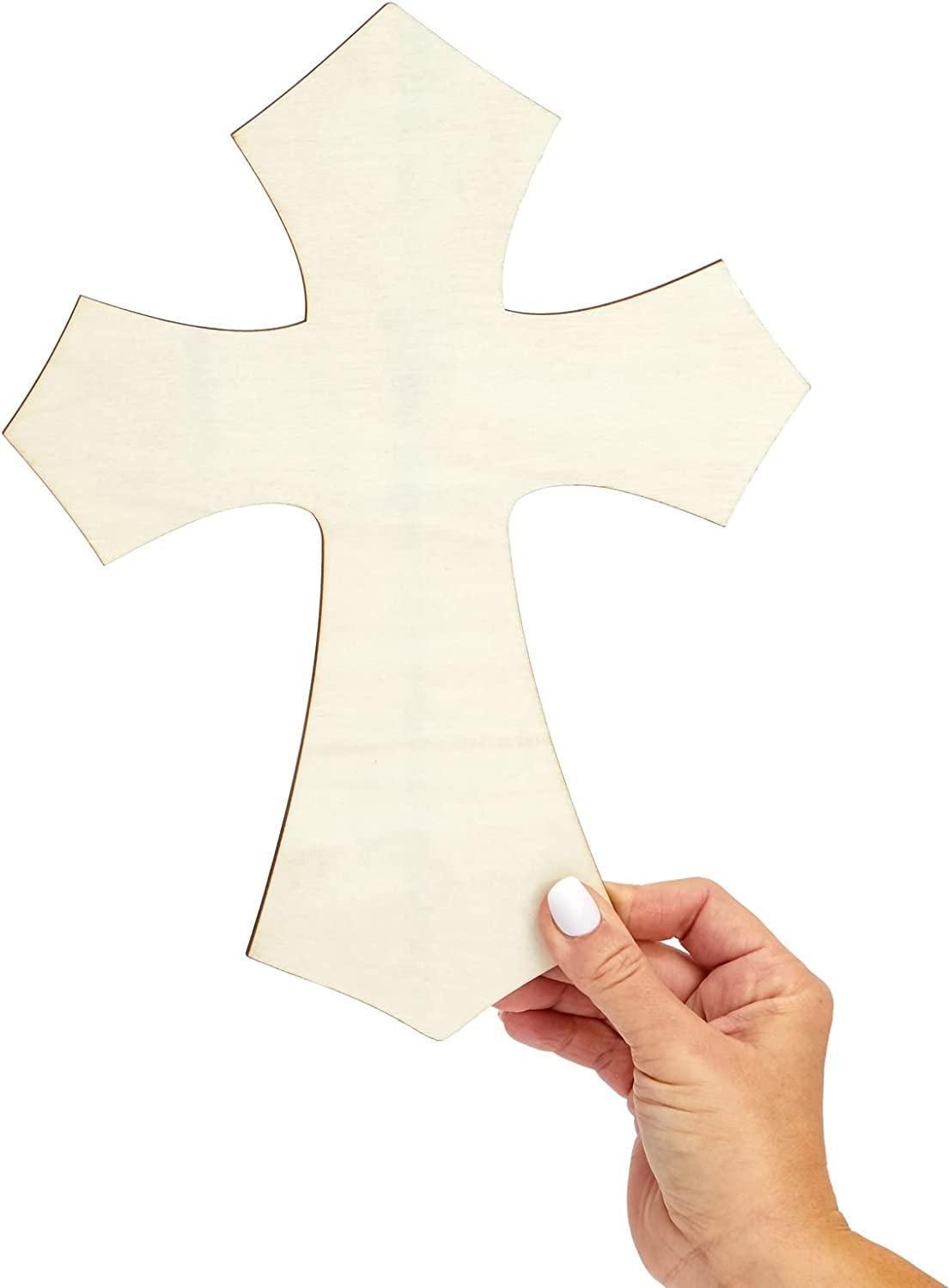 Unfinished Wood Cutout - 6-Pack Cross Shaped Wood Pieces for Wooden Craft DIY Projects, Sunday School, Church, Home Decoration, 11.8 X 8.8 X 0.188 WoodArtSupply