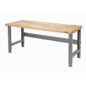Global Industrial Adjustable Height Workbench C-Channel Leg, 60" W x 36" D, 1-3/4" Birch Top Square Edge, Gray Global Industrial