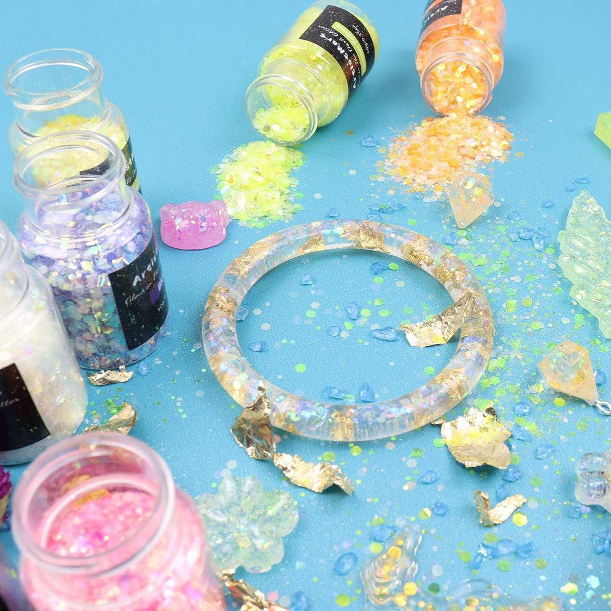 Glow in the Dark Glitter, 12 Colors Chunky Glitter for Tumblers, High Luminous Holographic Glitter for Resin Crafts Epoxy Slime, Cosmetic Grade Nail WoodArtSupply