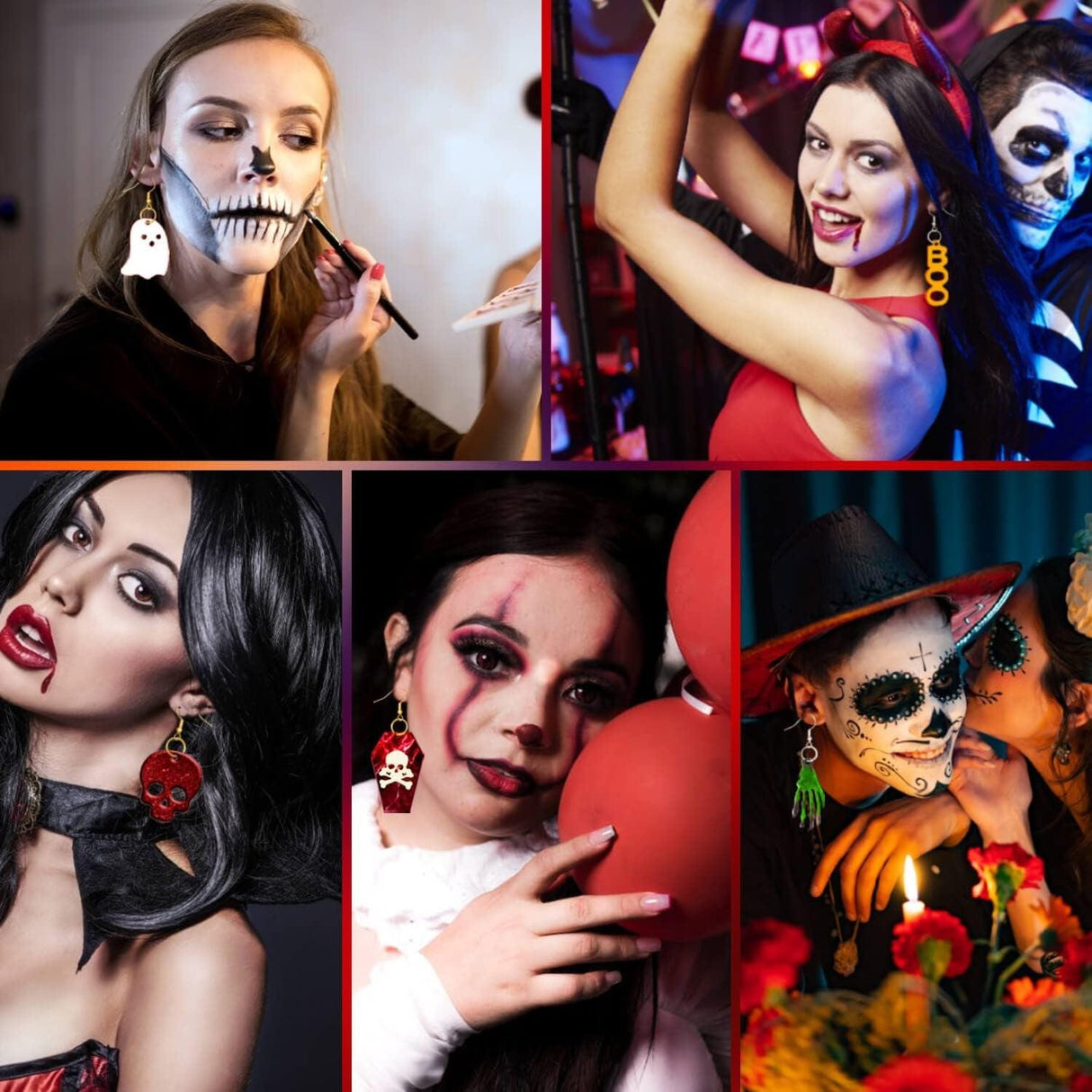 82 PCS Halloween Earring Resin Molds with Hole, 10 Pairs Halloween Silicone Molds with 40 Earring Hooks Skull Pumpkin Bat Spider Earring Epoxy Resin WoodArtSupply