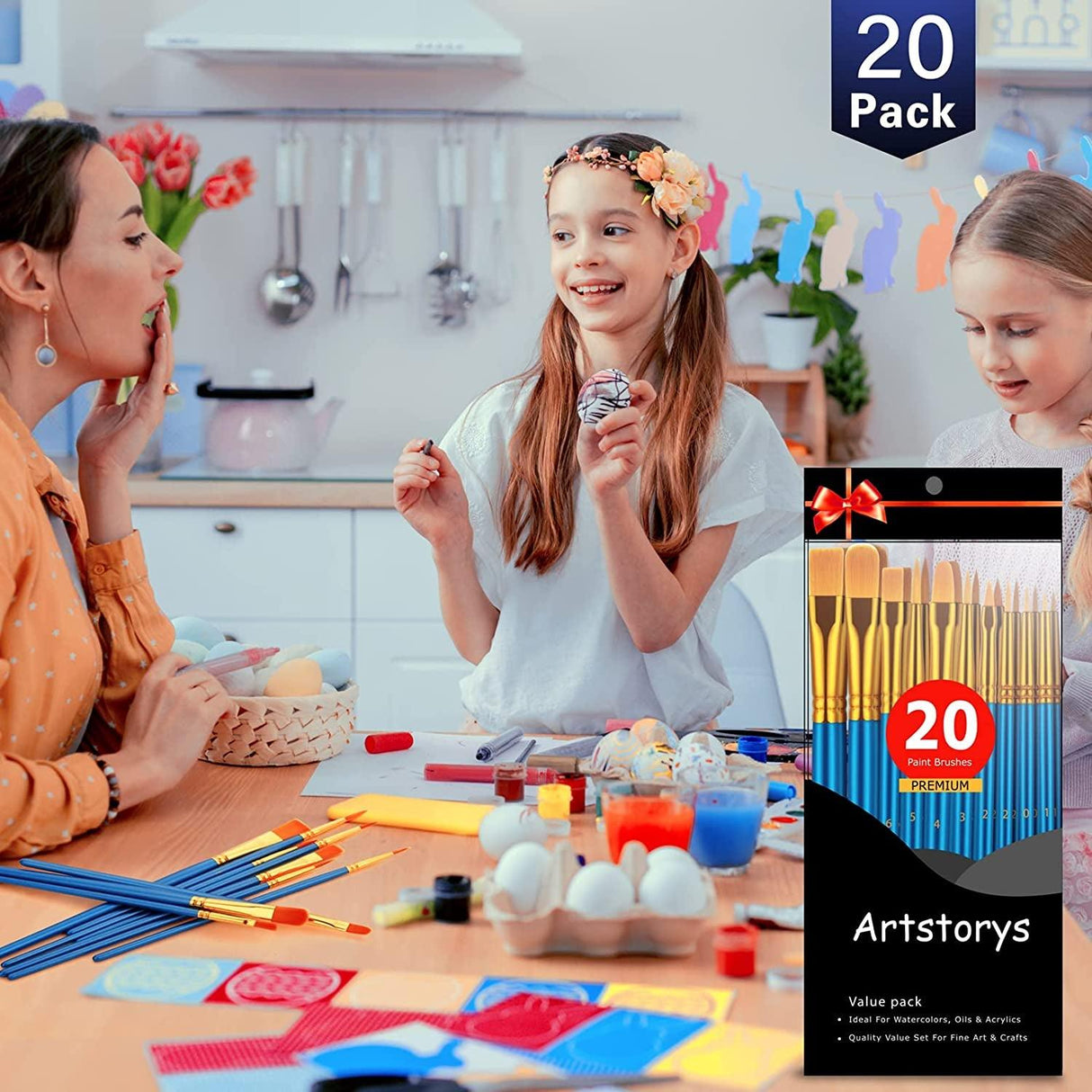 Paint Brushes Set, 20 Pcs Paint Brushes for Acrylic Painting, Oil Watercolor Acrylic Paint Brush WoodArtSupply