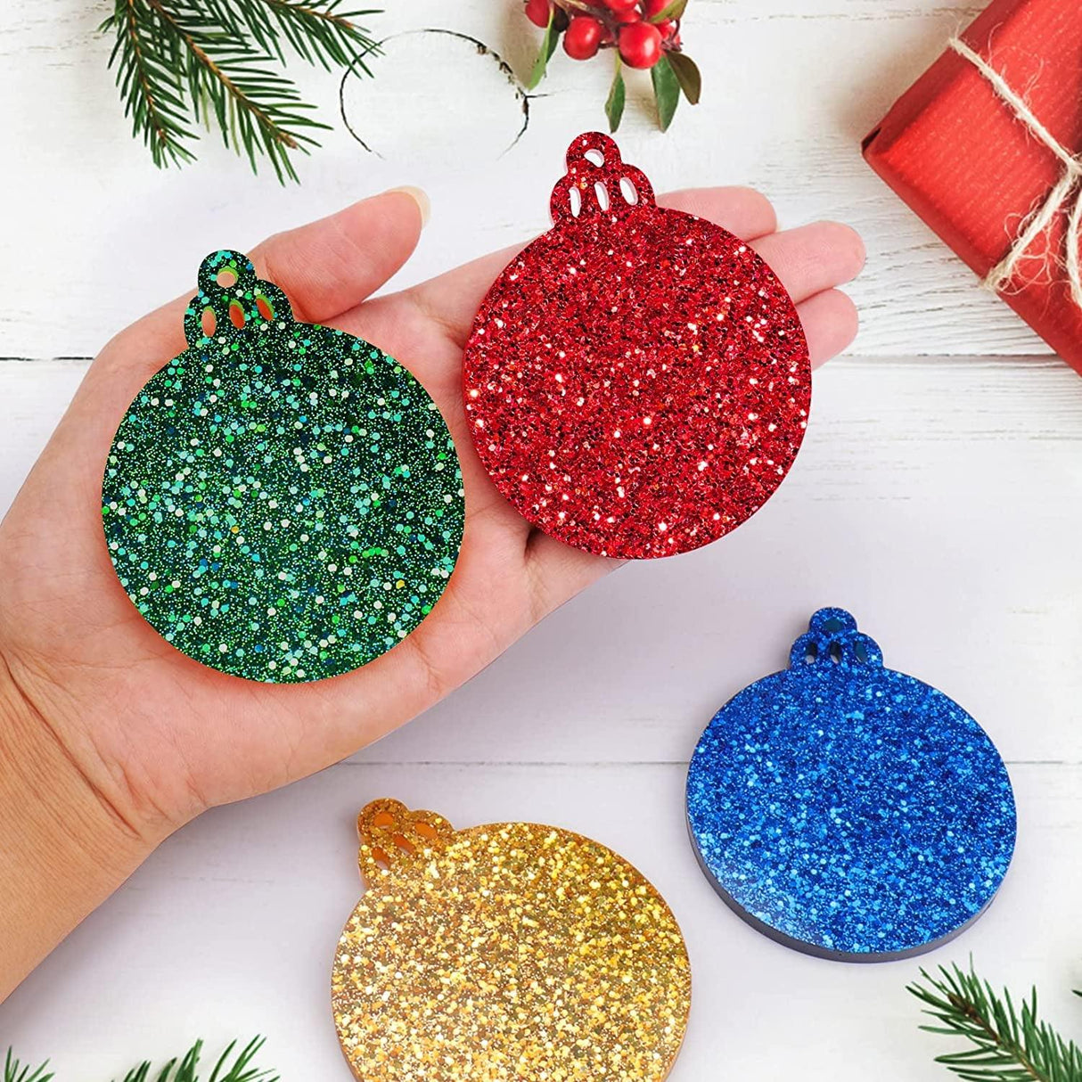 Christmas Resin Molds Silicone, 4 Pcs Christmas Ornaments round Shape Pendant Epoxy Resin Molds, DIY Crafts Jewelry Keychain Making Christmas WoodArtSupply