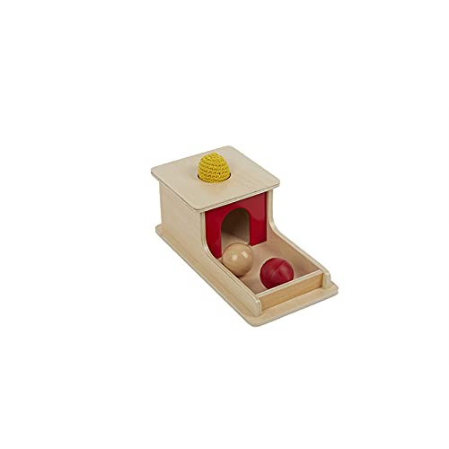 Adena Montessori Full Size Object Permanence Box with Tray Three Balls (Wood, Plastic,Knitted), Montessori Toys for Babies Infant 6-12 Month 1 Year Adena Montessori