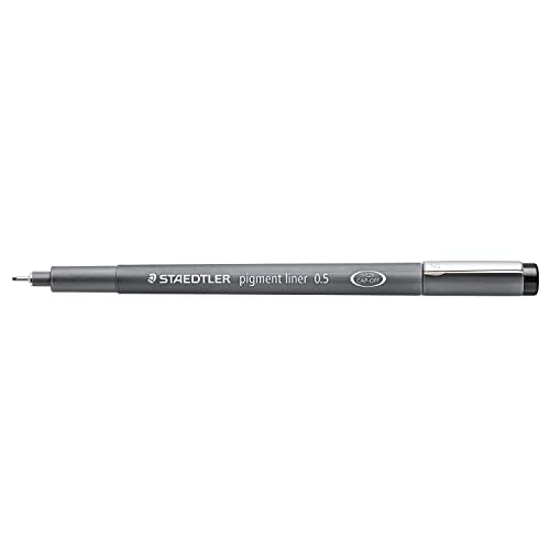 STAEDTLER Pigment Liner, Fineliner Pen for Drawing, Drafting, Journaling, 0.5mm, Black, Box of 5 Pens, 308 05-9M STAEDTLER