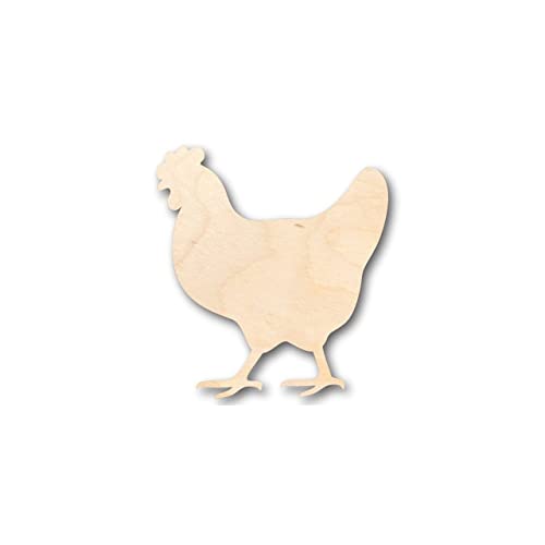 Unfinished Wood Hen Chicken Shape - Farm Animal - Craft - up to 24" DIY 7" / 1/8" 24 Hour Crafts