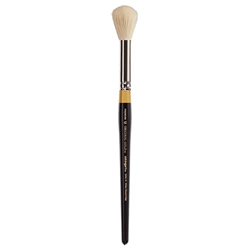 KINGART Premium Original Gold 9265-12 Round MOP Series Artist Brush, Soft White Natural Hair, Short Handle, for Acrylic and Oil Painting, Size 12 KINGART