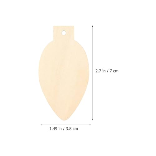 VOSAREA 50pcs Light Bulb Wood Cutouts Christmas Unfinished Wooden Light Bulbs Light Bulb Shaped Wood Ornaments Xmas Tree Hanging Embellishments VOSAREA