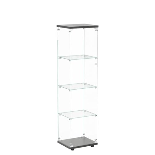 Yoluckea 4-Tier Glass Display Cabinet with Doors - Versatile Curio & Bookshelf for Home and Office Yoluckea