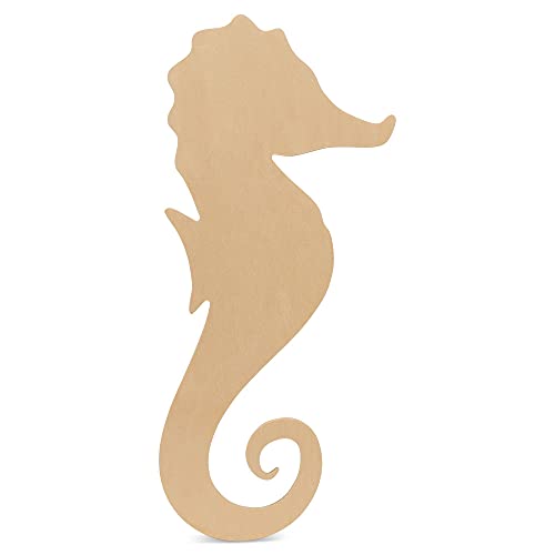 Unfinished Wooden Seahorse Cutout, 16", Pack of 1 Wooden Shapes for Crafts and Summer & Nautical Decor and Crafting, by Woodpeckers Woodpeckers