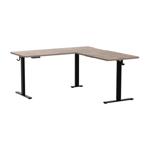 FEZIBO L Shaped Standing Desk Adjustable Height, 63 Inch Electric Stand up Corner Computer Desk, Sit Stand Home Office Desk with Splice Board, Rustic FEZIBO