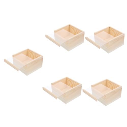 ABOOFAN 5pcs Box Storage Wooden Box Arts and Crafts for Adults Clear Keepsake Boxes with Lids Jewelry Gift Boxes for Earrings Unfinished Wooden Crate ABOOFAN
