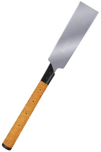 KAKURI Large Japanese Pull Saw Long for Woodworking 10-1/2" Made in JAPAN, Non-Slip Cork Handle, Japanese Hand Saw Ryoba Double Edge Blade for Rip KAKURI