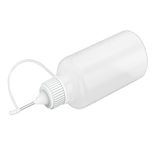 12 Pcs 1 Ounce Needle Tip Glue Bottle 30ml Plastic Dropper Bottles for Small Gluing Projects, Paper Quilling DIY Craft, Acrylic Painting, White Lid Hulless