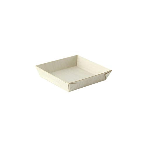 PacknWood -210SAMBQ70 Biodegradable Wood Tray for Serving,charcuterie Tray, Samurai Square Wooden Dish,(2.8 x 2.8") - Case of 200 First