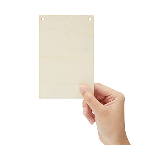 50 Pack Unfinished Wood Plaque Blanks with Jute String for Crafts, DIY Party Banners, Wooden Pennants, Blank Wooden Signs for Crafts, Art Projects Bright Creations