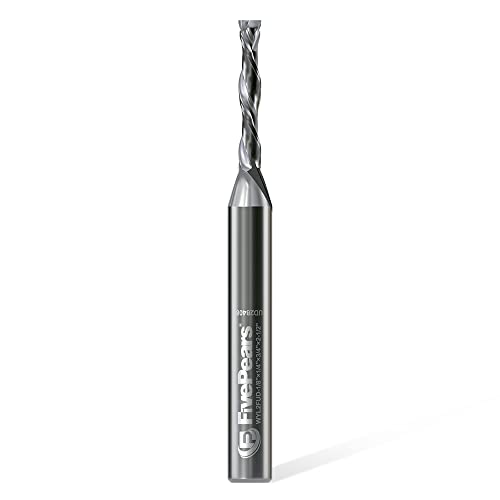 FivePears Up&Down Cut Compression Spiral Router Bit for CNC, 1/8 inch Cutting Diameter and 3/4 inch Cutting Length 1/4 in Shank Carbide End Mill FIVEPEARS