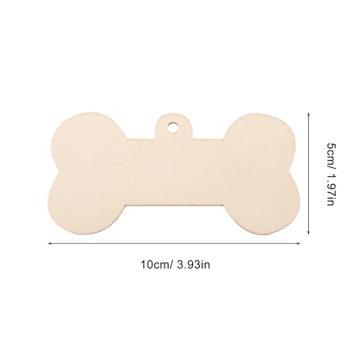 Cabilock Bone Shaped Wooden Cutouts, Mini Dog Bone 24pcs DIY Dog Bone Ornament Dog House Door Signs Unfinished Wood Hanging Bone with Jute Twine Cabilock