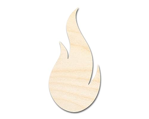 Unfinished Wood Flame Shape | Craft Cutout | up to 36" DIY 5" / 1/2" 24 Hour Crafts