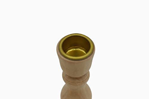 4 Inch Tall Unfinished Wooden Candlesticks with Metal Candle Holder Cup Center - Wholesale Pack of 6 Creative Hobbies