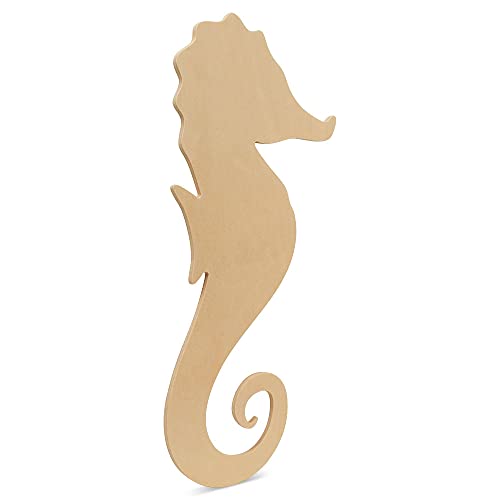 Unfinished Wooden Seahorse Cutout, 16", Pack of 1 Wooden Shapes for Crafts and Summer & Nautical Decor and Crafting, by Woodpeckers Woodpeckers