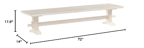 International Concepts Unfinished Solid Hardwood Trestle Bench with Butcher Block Surface for Residential Use, 72"W x 14"D x 17.63"H; Entryway, IC International Concepts