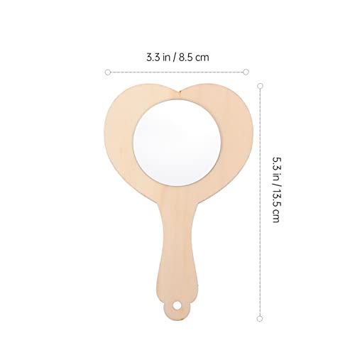Sewroro 10pcs Small Wooden Mirror Childrens Arts Mirror Princess Mirror Unfinished Cosmetic Mirror Hand Held Vanity Mirror DIY Makeup Mirror Kids Kid Sewroro