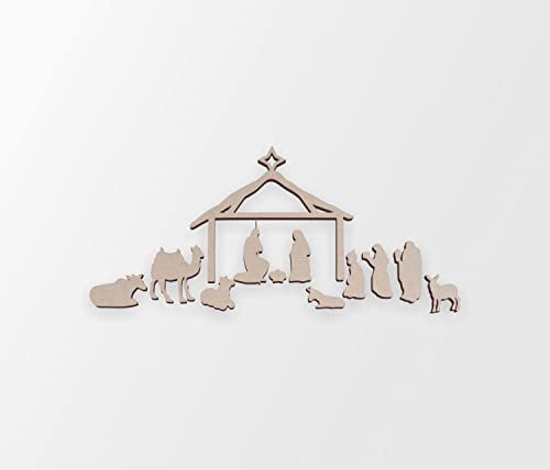 Wooden Nativity Scene- Cutout, Home Decor, Unfinished and Available from 13 to 36 Inches Wide Jess and Jessica