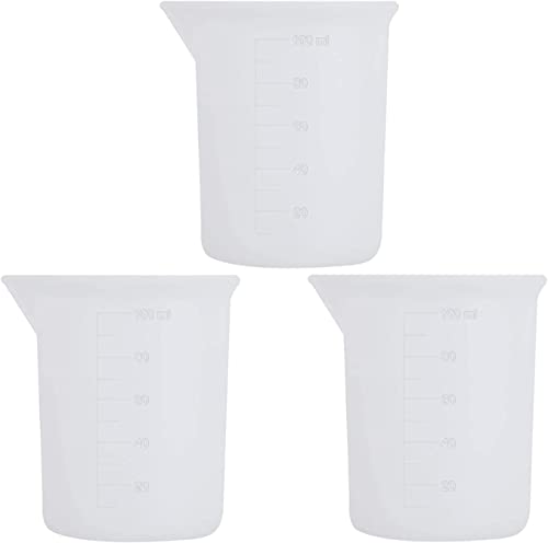 3 Silicone Measuring Cups for Resin 100ml,Nonstick Silicone Mixing Cups/DIY Glue Tools Epoxy Resin Cups Reusable Precise Scale Resin Mixing Cups for MLOLM