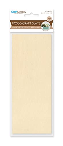 Natural Unpainted DIY Crafts - Wood Craft Slats - Set of 5 (2 x 5 Inches) CraftMedley