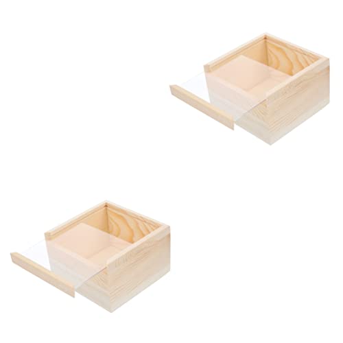 COHEALI 2pcs Box Storage Wooden Box Unfinished Wooden Crate Decorative Wooden Unfinished Wooden Case Jewelry Display Case Wooden Gift Case Wood Crate COHEALI