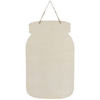 Blank Mason Jar Unfinished Wood Hanging Wall Decor Sign - 15.69 x 9.56 Inches Woodpile Fun!