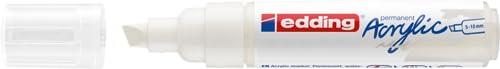 edding 5000 acrylic marker broad - white - 1 waterproof acrylic paint marker - chisel nib 5-10 mm - acrylic paint pen for drawing on canvas, art edding