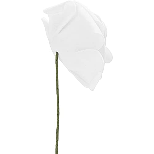 Bright Creations 3" Artificial Rose Flowers 60pcs Real Looking Fake Rose with Stem for DIY Wedding Bouquets and Bridal Shower, White Bright Creations