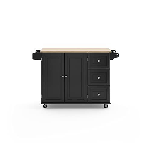 Homestyles Dolly Madison Kitchen Cart with Wood Top and Drop Leaf Breakfast Bar, Rolling Mobile Kitchen Island with Storage and Towel Rack, 54 Inch homestyles