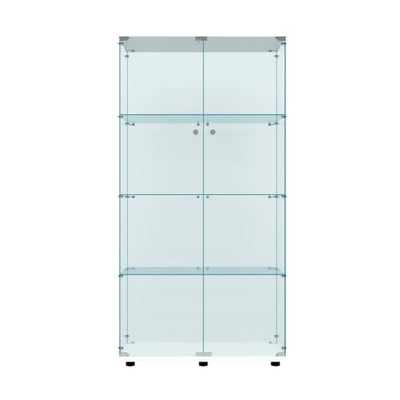 Elegant FYSHERAN White Glass Cabinet Display Case for Collectibles and Home Décor