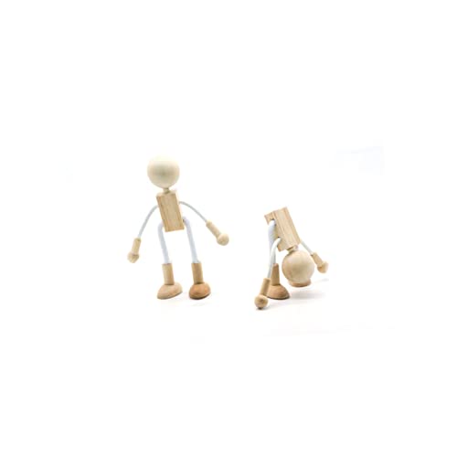 TEHAUX 16 Pcs Unfinished Wooden Doll Peg Doll Kit Wooden Peg Figures Wood Craft Supplies Plain Peg DIY Toys Robots Wooden Shapable Robot Cartoon TEHAUX