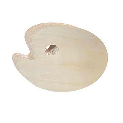 12 Pack Unfinished Wood Palette 12 x 9 inch Wooden Oval Painting Palette for Crafts Cregugua