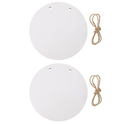 Healifty 2pcs Wooden Circle Sign Unfinished Hanging Wood Sign Sublimation Blank Cutouts Decorative Round Wood Plaques with Rope for Pyrography