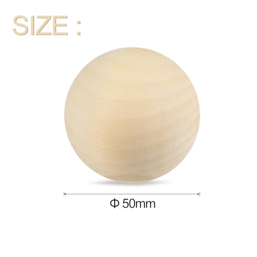 uxcell 20pcs Round Wood Balls 50mm Diameter Unfinished Solid Wooden Spheres, Natural Craft Balls for DIY Craft Projects Art Ornaments uxcell
