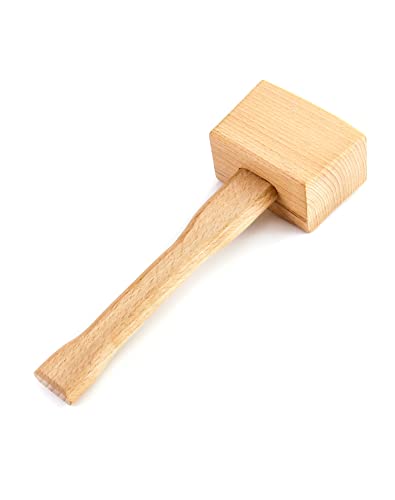 QWORK Wooden Mallet, 9.5" Manual Ice Hammer Mallet Beech Solid Carpenter Wood Hammer Woodworking Hand Tool QWORK