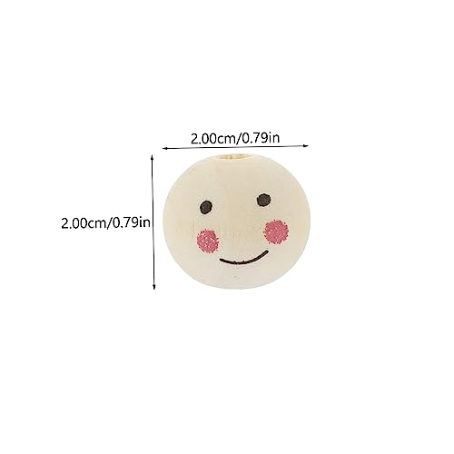 KALLORY 20pcs Doll Wooden Beads Wood Round Beads Wooden Balls Unfinished Wood Beads Jewelry Making Beads Smiling Face Bead Jewels Wooden Beads for KALLORY