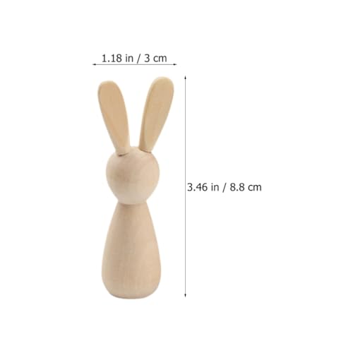 EXCEART 6pcs Wooden Bunny Dolls Unfinished Easter Peg Dolls Rabbit Dolls Figurines Natural Wooden Figures Graffiti Doll Adornments for Party DIY EXCEART