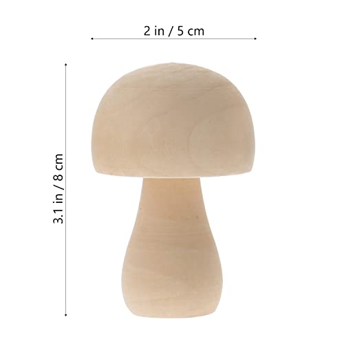 Veemoon 10pcs Wooden Mushroom Natural Unfinished Mushrooms Plain Unpainted Wood Mushroom Figures Mini Mushrooms for Arts and Crafts Projects Veemoon