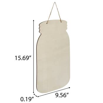 Blank Mason Jar Unfinished Wood Hanging Wall Decor Sign - 15.69 x 9.56 Inches Woodpile Fun!