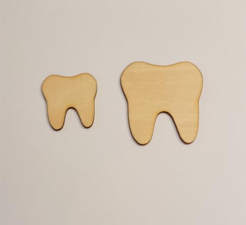 Set of 15 DIY Unfinished Tooth Shape,Tooth Wood Blanks Wooden Tooth Cutout,Wood Shape for Craft Embellishments(2'', Without Hole) RUIXUAN